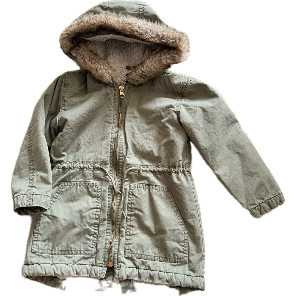 Oshkosh Toddler Sherpa Lined Army Green Winter Jacket 4T - Picture 1 of 6